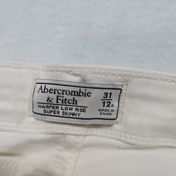 Abercrombie & Fitch Jeans Women Size 31/12 Ivory Super Skinny Low Rise Stretch - Picture 9 of 15